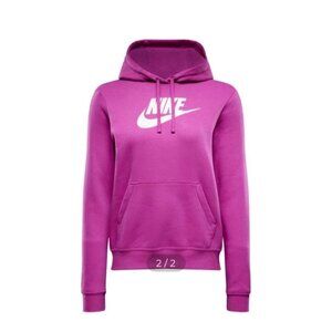 Nike French Terry Pullover Hoodie purple M womens Drawstring Hood Relaxed Fit